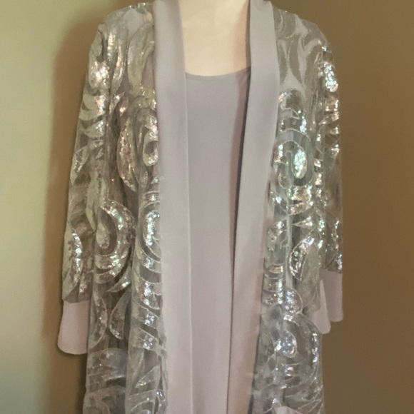 R&M Richards Shimmering Silver Tank Dress & Jacket - Picture 4 of 10